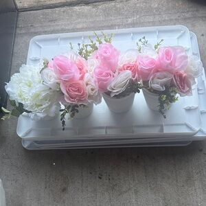 Charming Pink and White Faux Floral Display